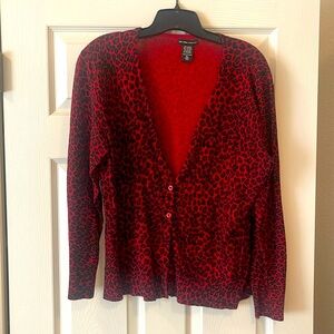 Red leopard cardigan